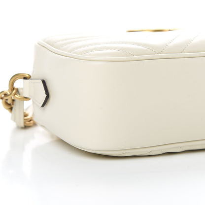 Gucci Calfskin Matelasse Small GG Marmont Chain Shoulder Bag White 9 of 10