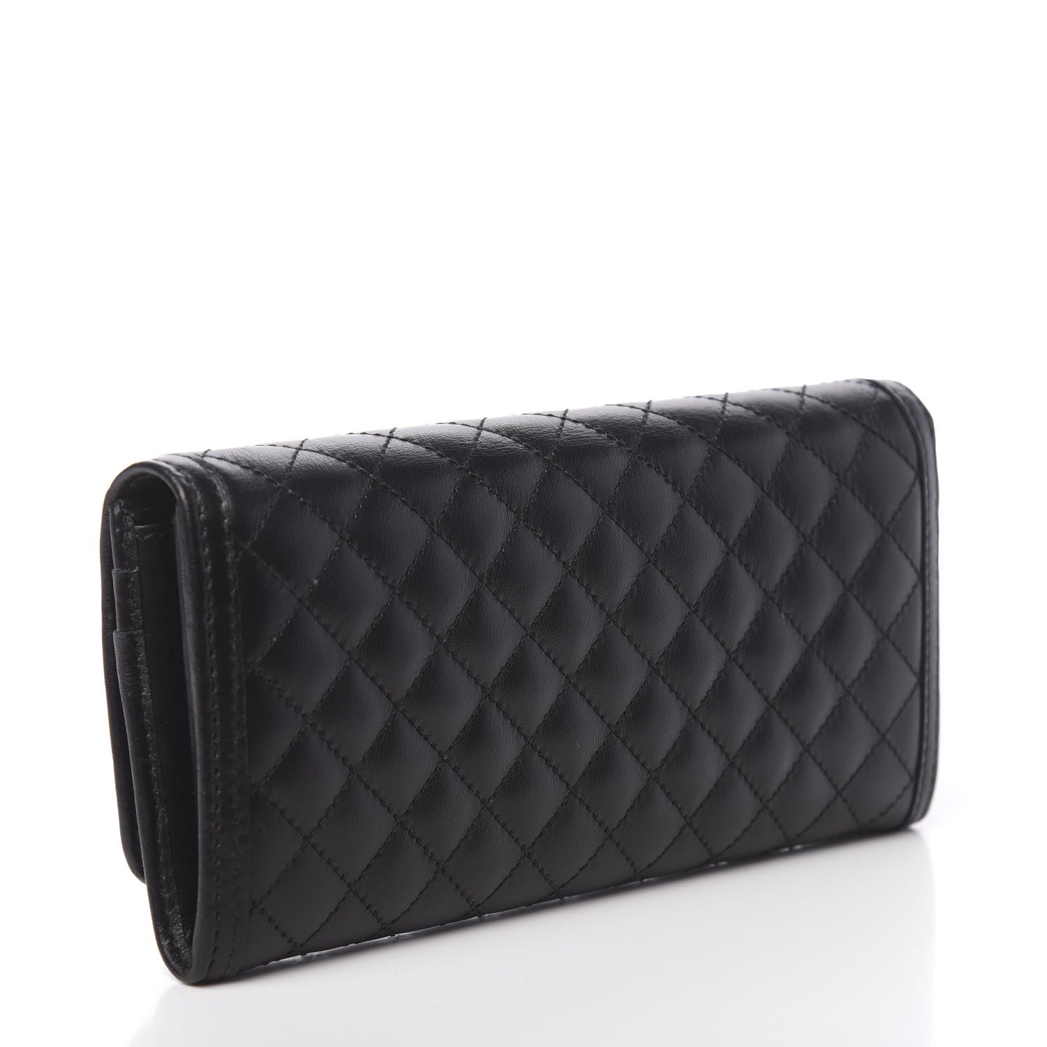 Prada Soft Calf Quilted Continental Flap Wallet Black 3 of 7