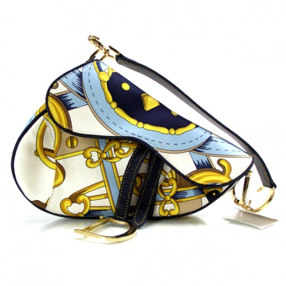 Christian Dior Silk Saddle Bag Blue 1 of 9