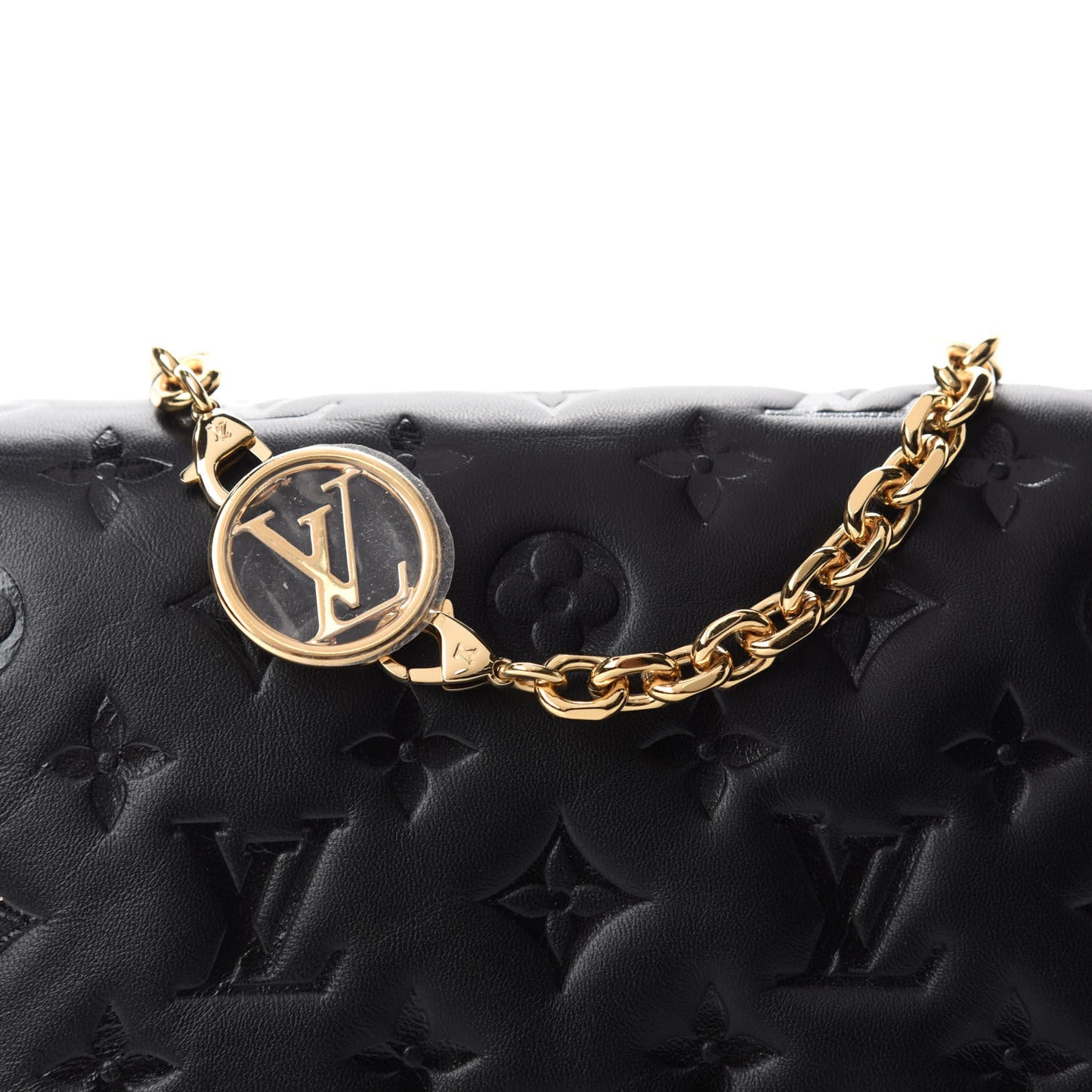 Lambskin Embossed Monogram Pochette Coussin Black