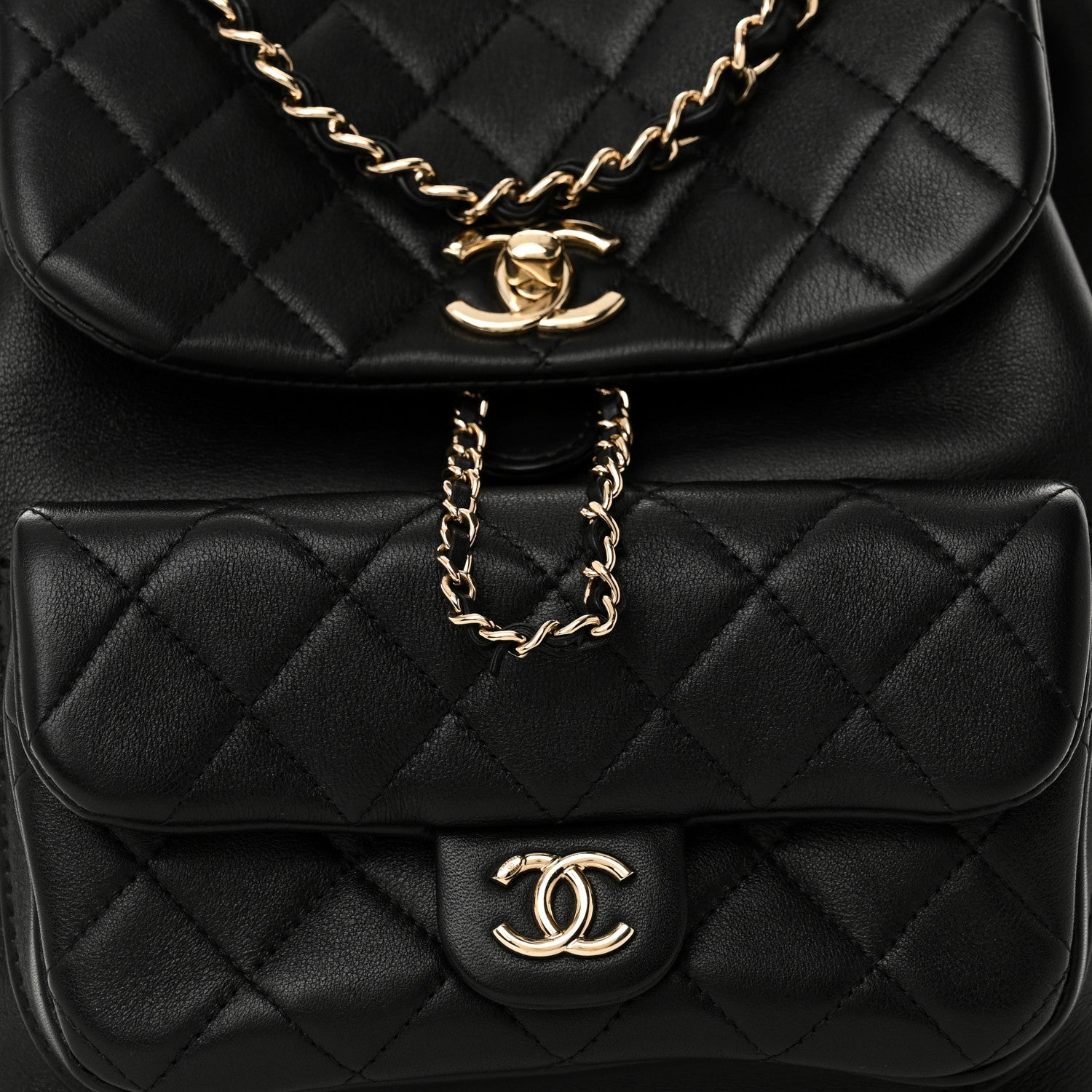 Chanel Lambskin Quilted Large Duma Drawstring Backpack Black 8 of 10