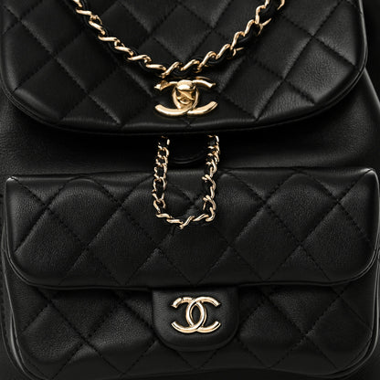 Chanel Lambskin Quilted Large Duma Drawstring Backpack Black 8 of 10