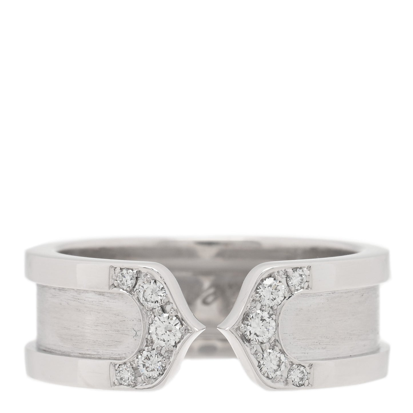 18K White Gold Diamond 6.5mm Logo De Cartier Ring 48 4.5