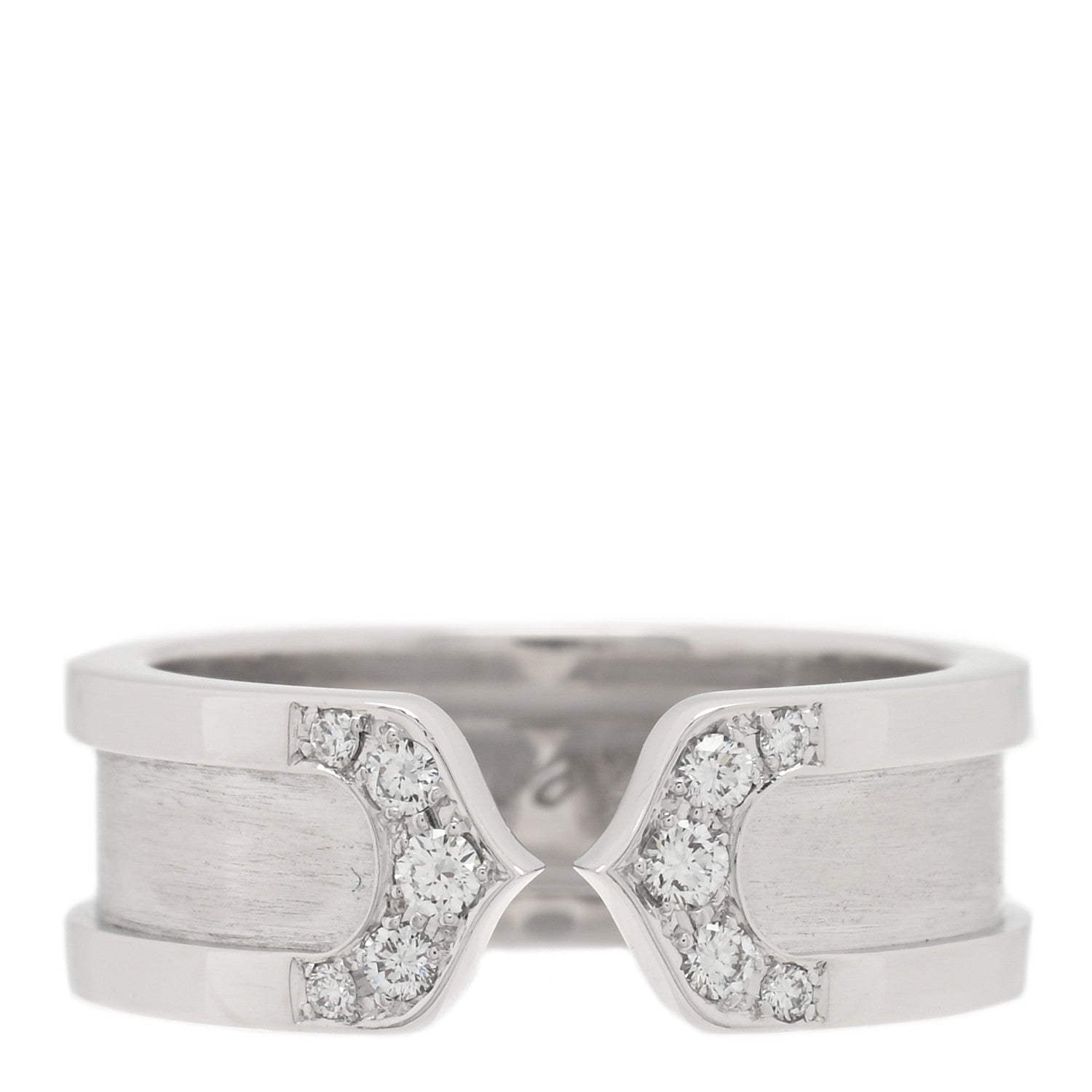 Cartier 18K White Gold Diamond 6.5mm Logo De Cartier Ring 48 4.5 1 of 5