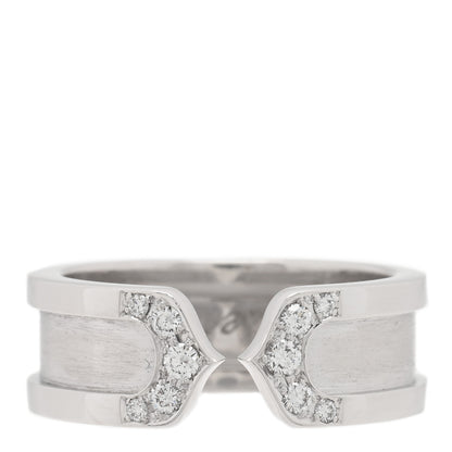 Cartier 18K White Gold Diamond 6.5mm Logo De Cartier Ring 48 4.5 1 of 5