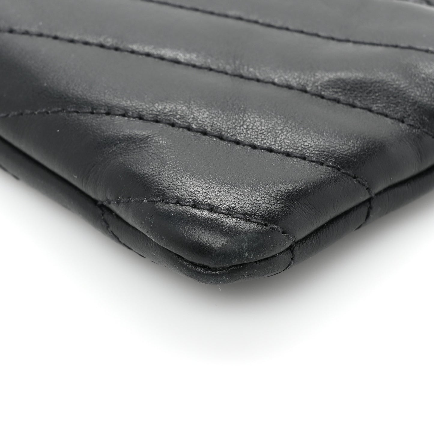 Calfskin Matelasse Monogram Key Pouch Black