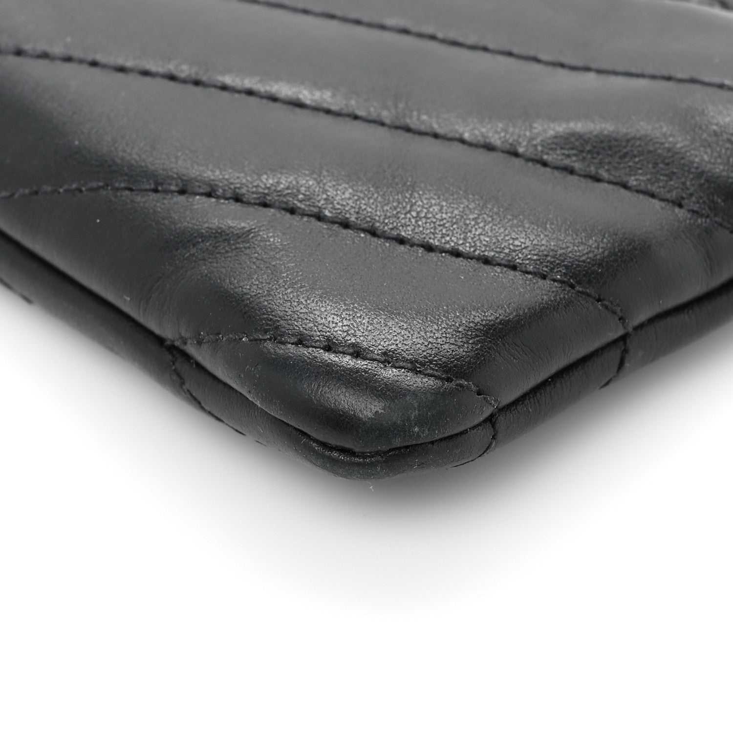Saint Laurent Calfskin Matelasse Monogram Key Pouch Black 11 of 13