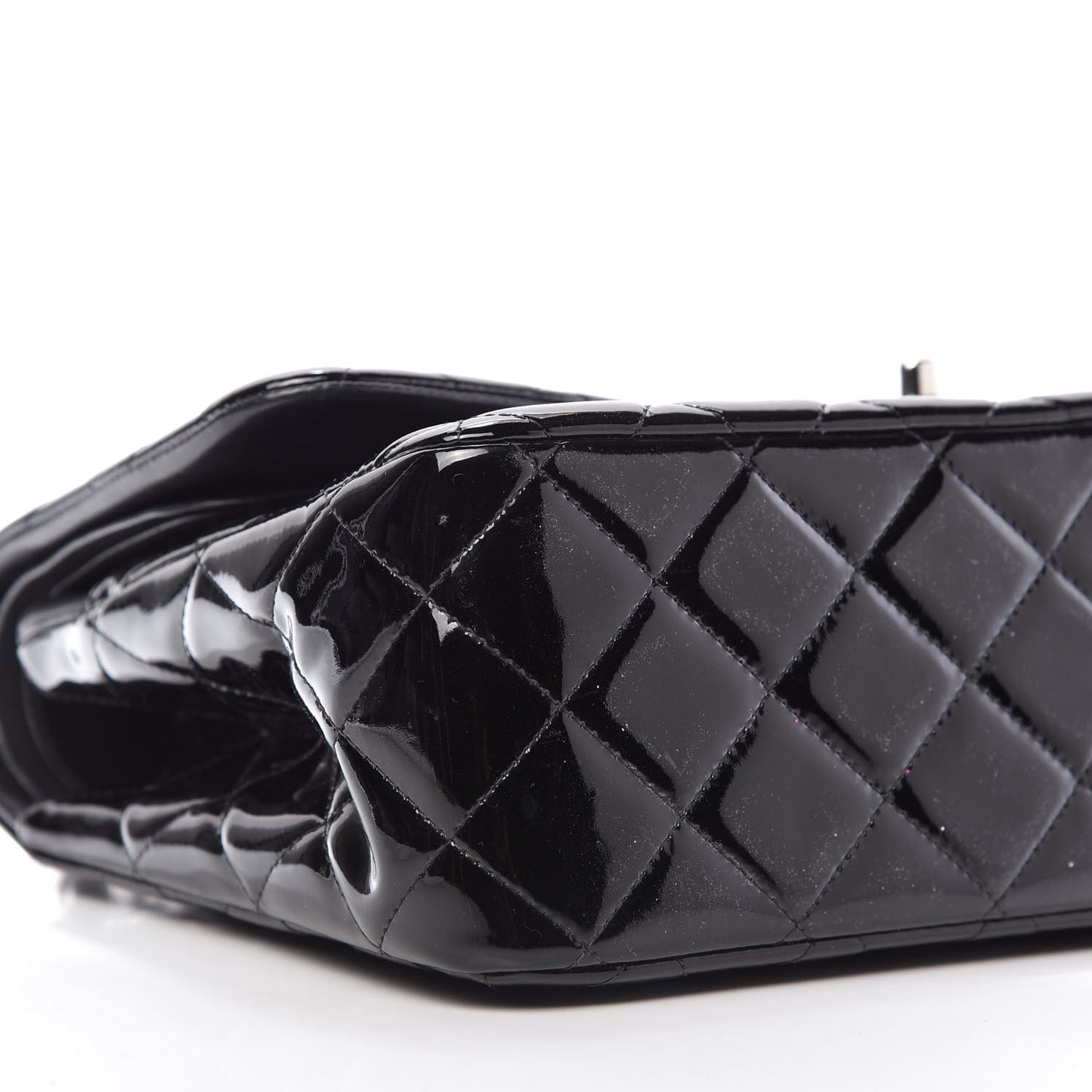 Patent Quilted Jumbo Double Flap Black