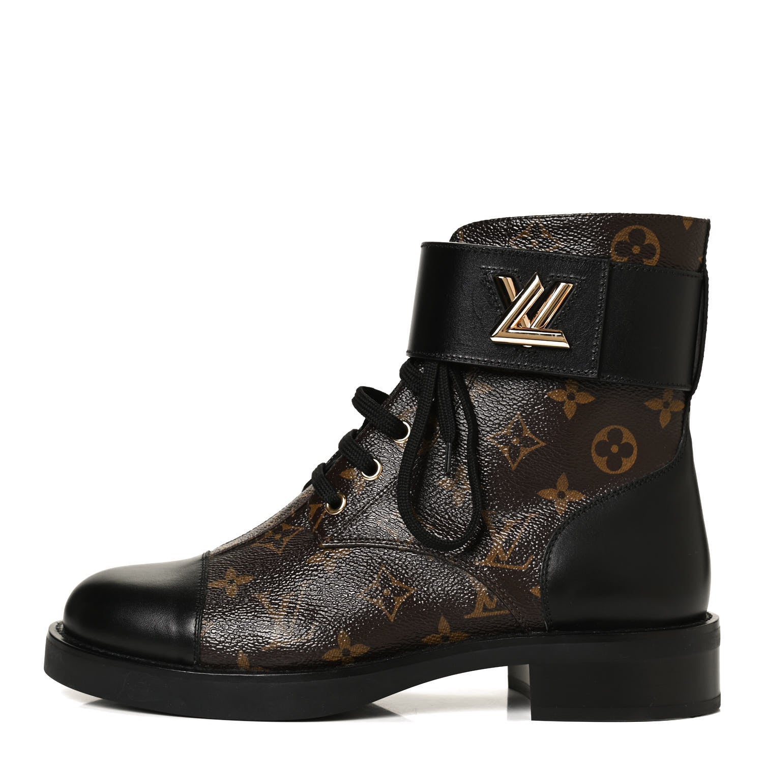 Louis Vuitton Calfskin Monogram Wonderland Flat Ranger Boots 39.5 Black 1 of 10