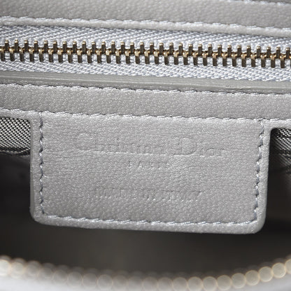 Christian Dior Pearly Lambskin Cannage Medium Lady Dior Grey 7 of 11