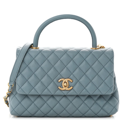 Chanel Caviar Quilted Small Coco Handle Flap Light Blue 1 of 12
