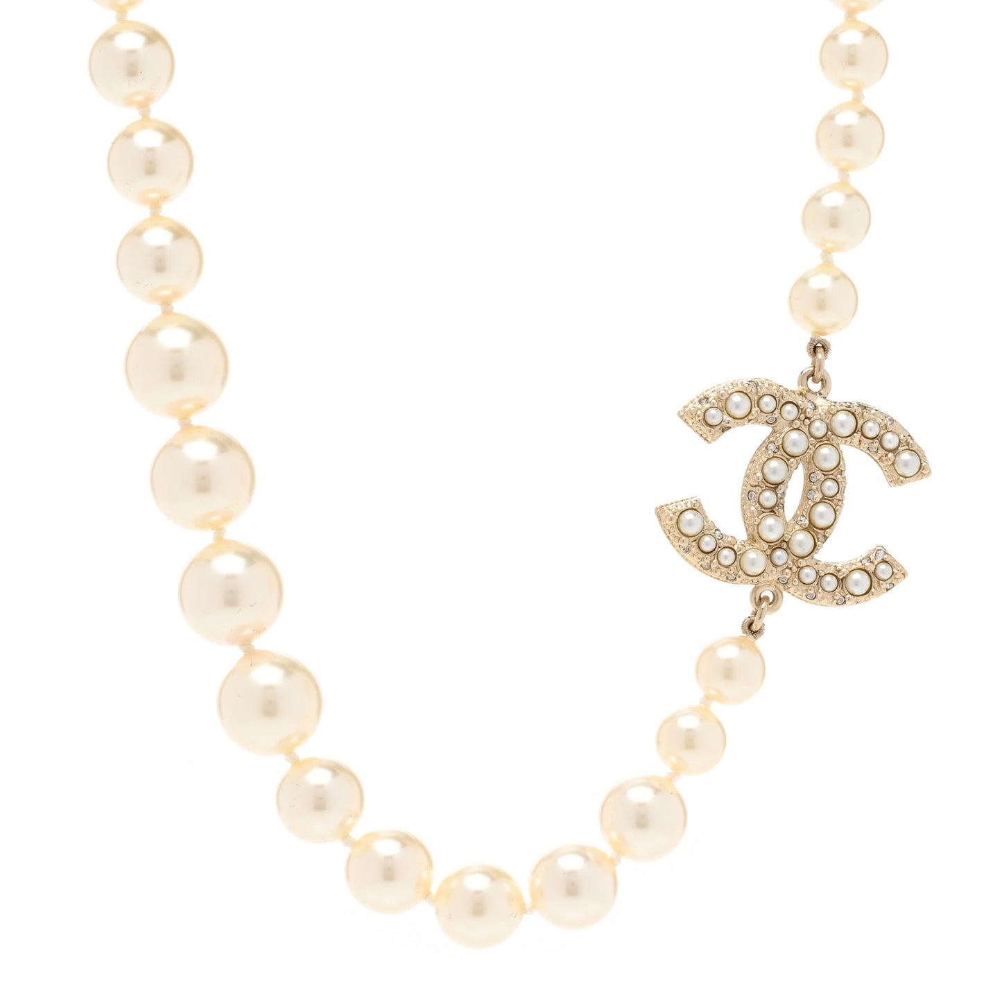 Pearl CC 100th Anniversary Necklace Light Gold