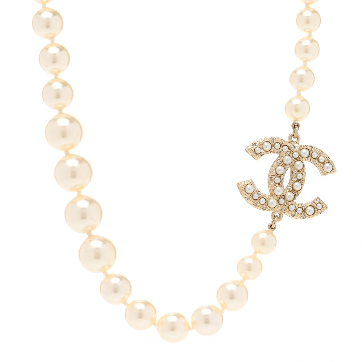 Chanel Pearl CC 100th Anniversary Necklace Light Gold 1 of 6