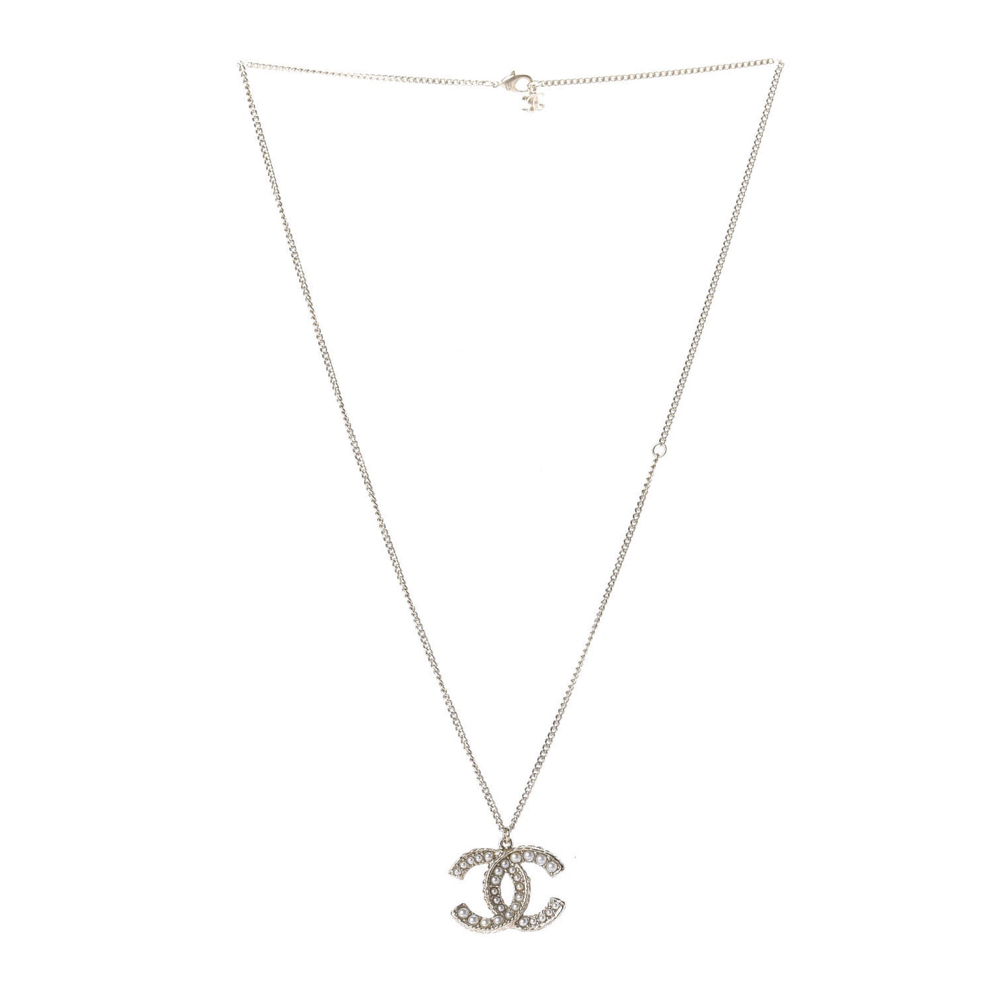 Pearl CC Pendant Necklace Gold