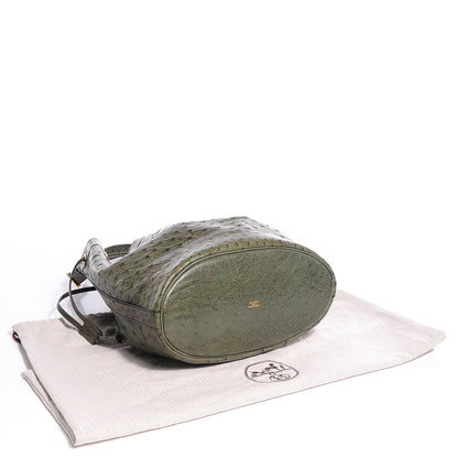 Hermes Ostrich Market Drawstring Bag 25 Vert Olive 4 of 10