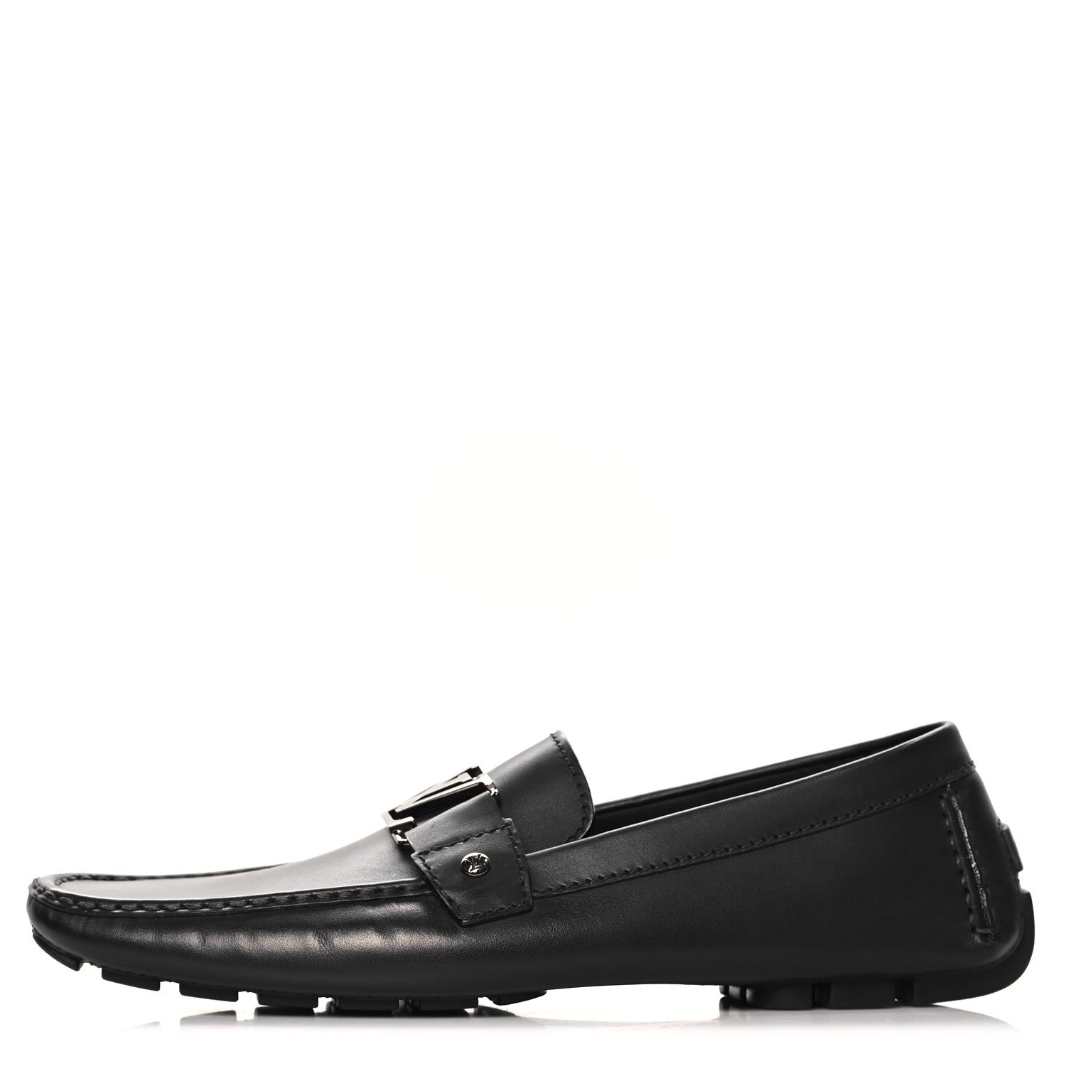 Louis Vuitton Calfskin Mens Monte Carlo Car Shoe Moccasin Loafers 10.5 Black 1 of 9