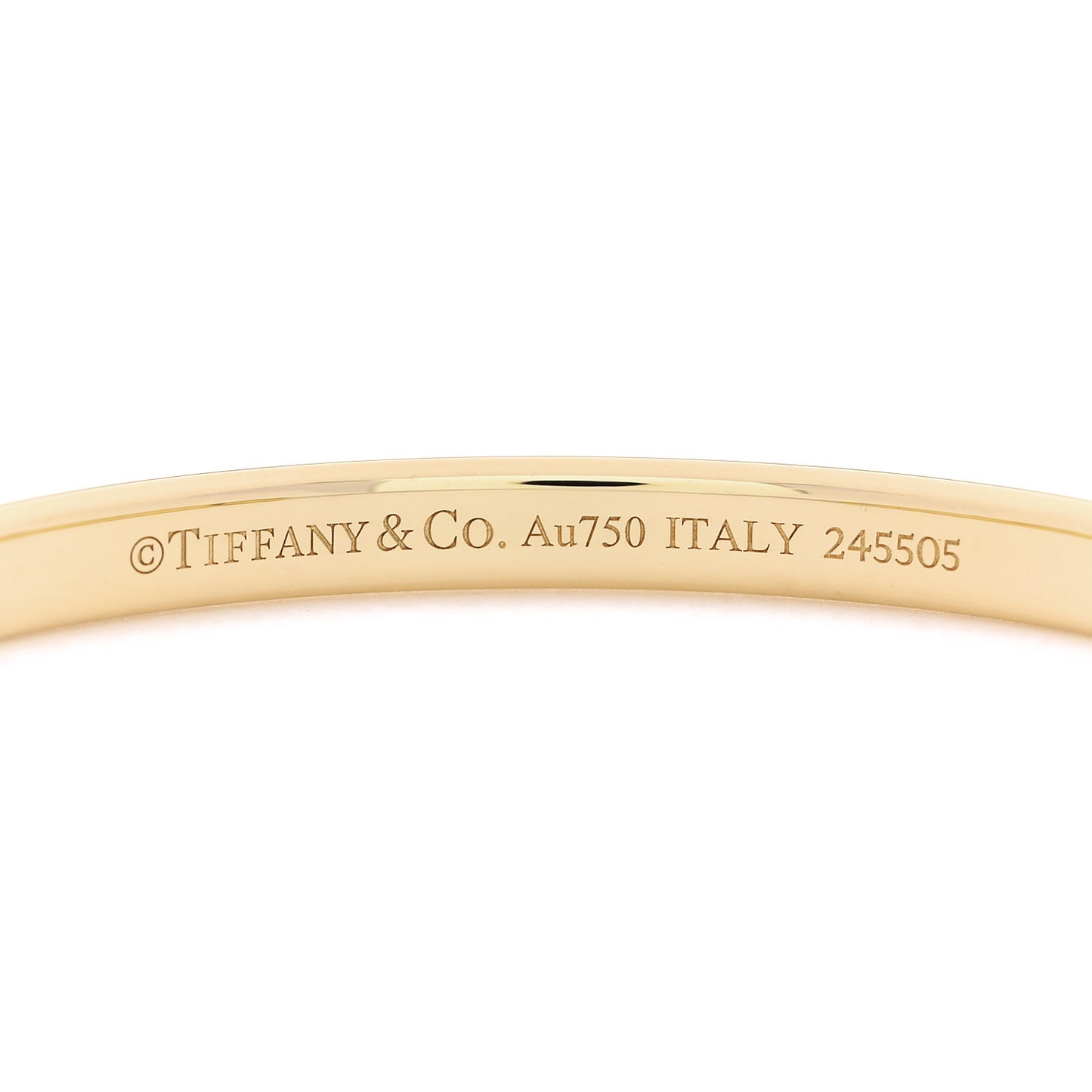 18K Yellow White Gold Tiffany Narrow Lock Bangle Bracelet