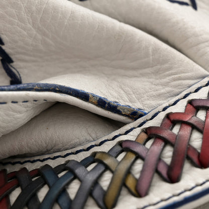 Fendi Vitello Palma Zig Zag Thread Embroidered Doctor B Hobo White Multicolor 19 of 19