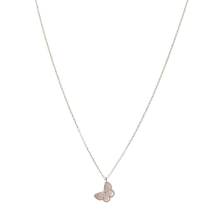 Van Cleef & Arpels 18K Yellow Gold Mother of Pearl Sweet Alhambra Butterfly Pendant Necklace 1 of 7