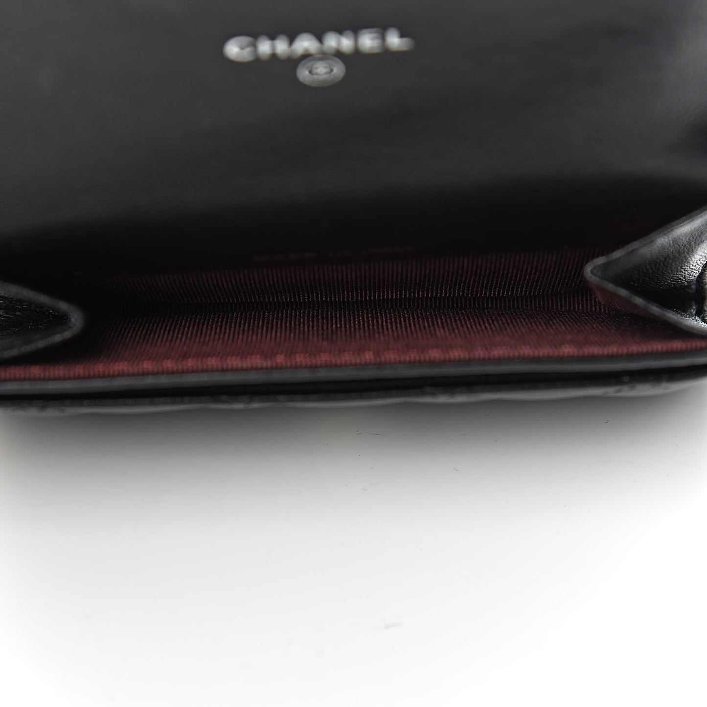 Lambskin Quilted Flap Card Holder Black