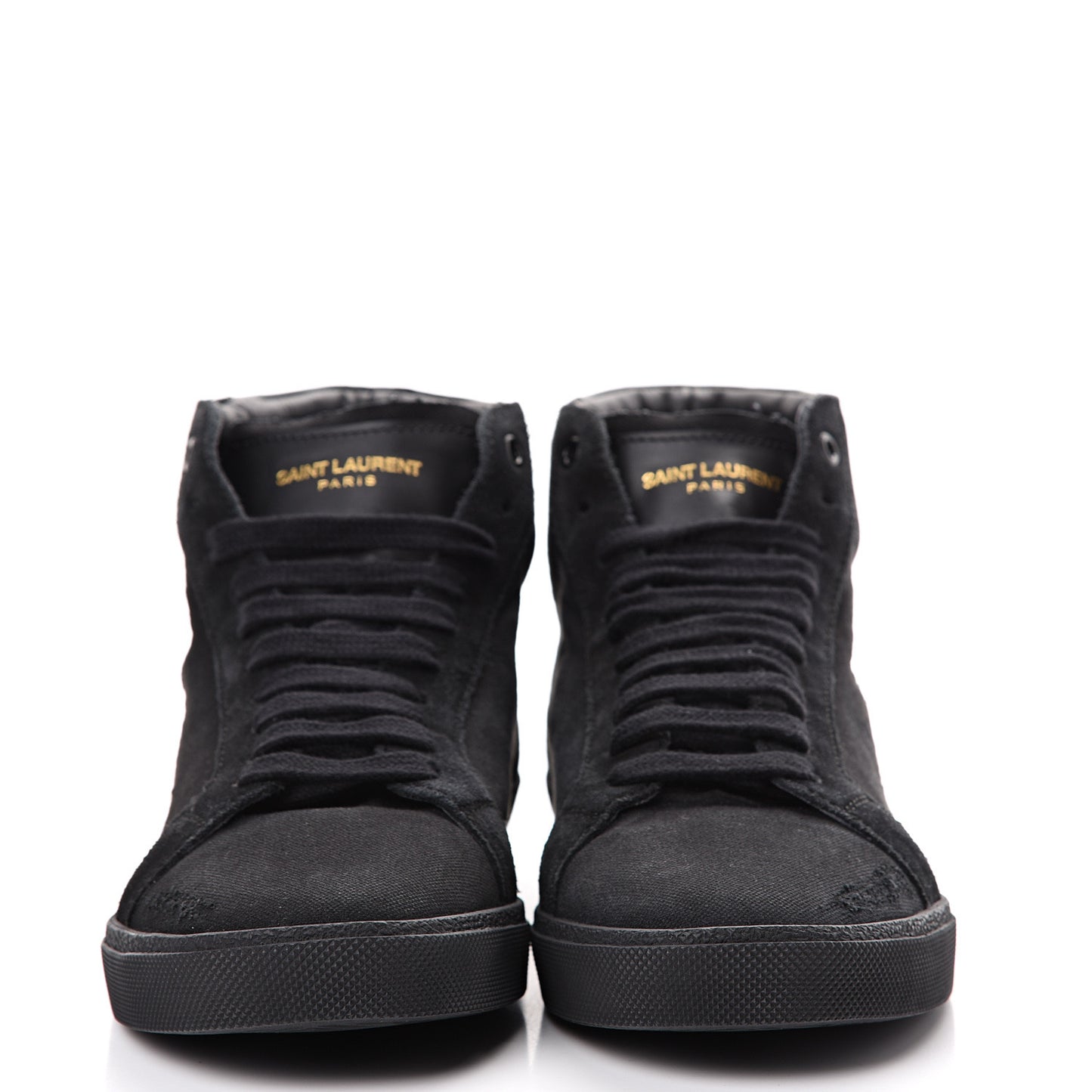 Distressed Canvas Mens Classic Court High Top Sneakers 42 Black