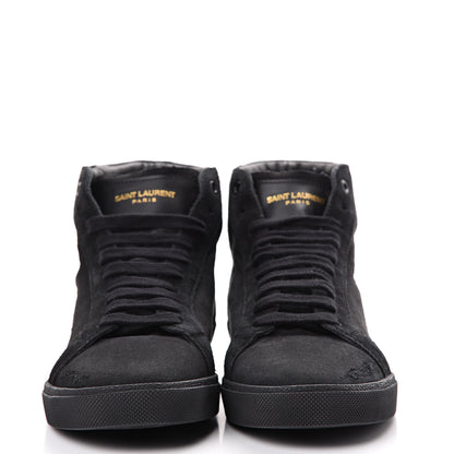 Saint Laurent Distressed Canvas Mens Classic Court High Top Sneakers 42 Black 2 of 11
