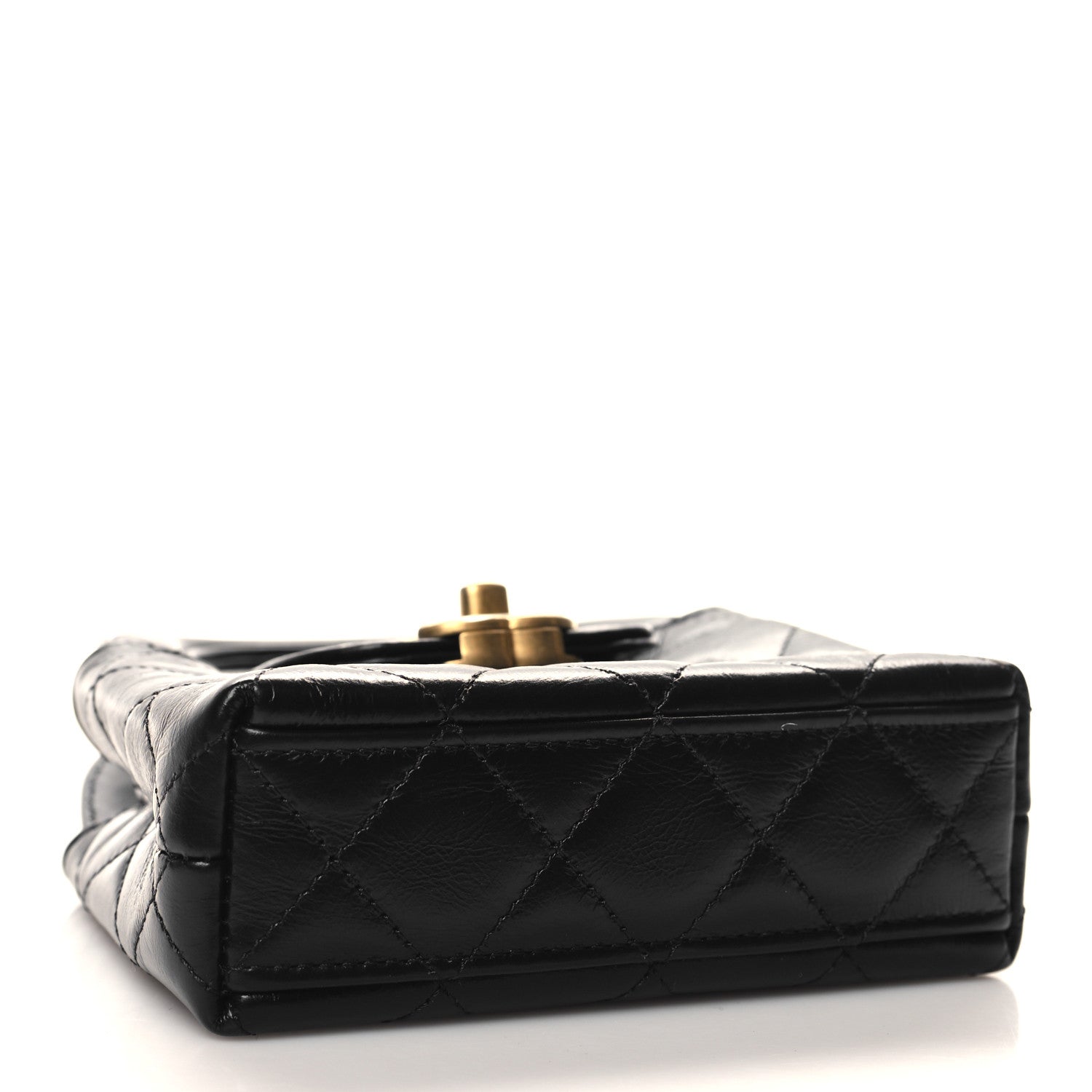 Chanel Shiny Aged Calfskin Quilted Mini Nano Kelly Shopper Black 4 of 11