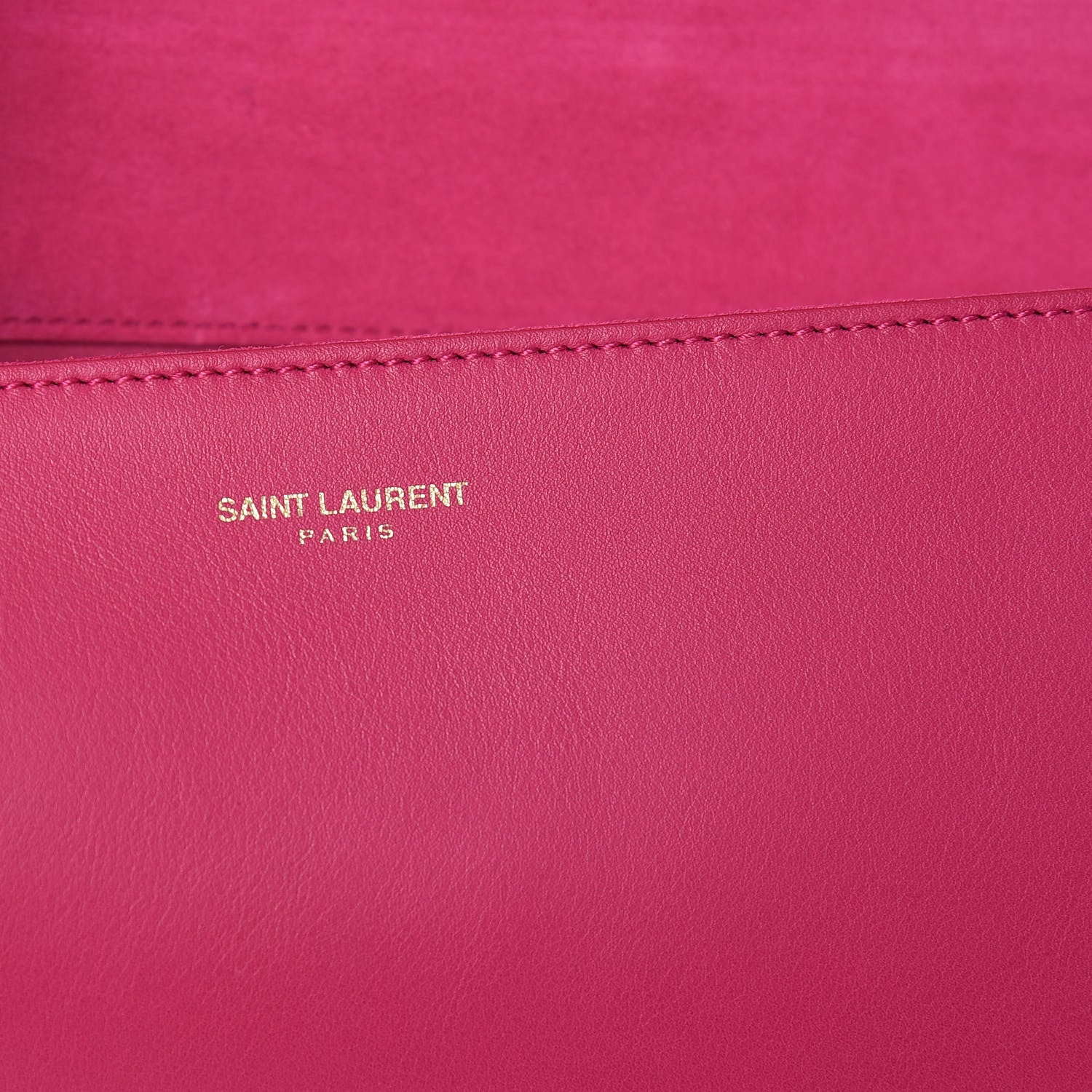 Saint Laurent Calfskin Classic Y Ligne Clutch Fuchsia 6 of 11