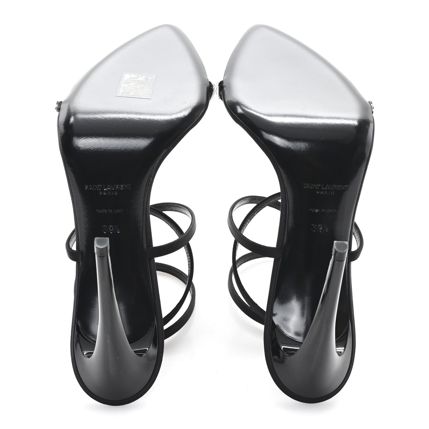 Crepe Satin Strass Satine 110 Ankle Strap Sandals 39.5 Black