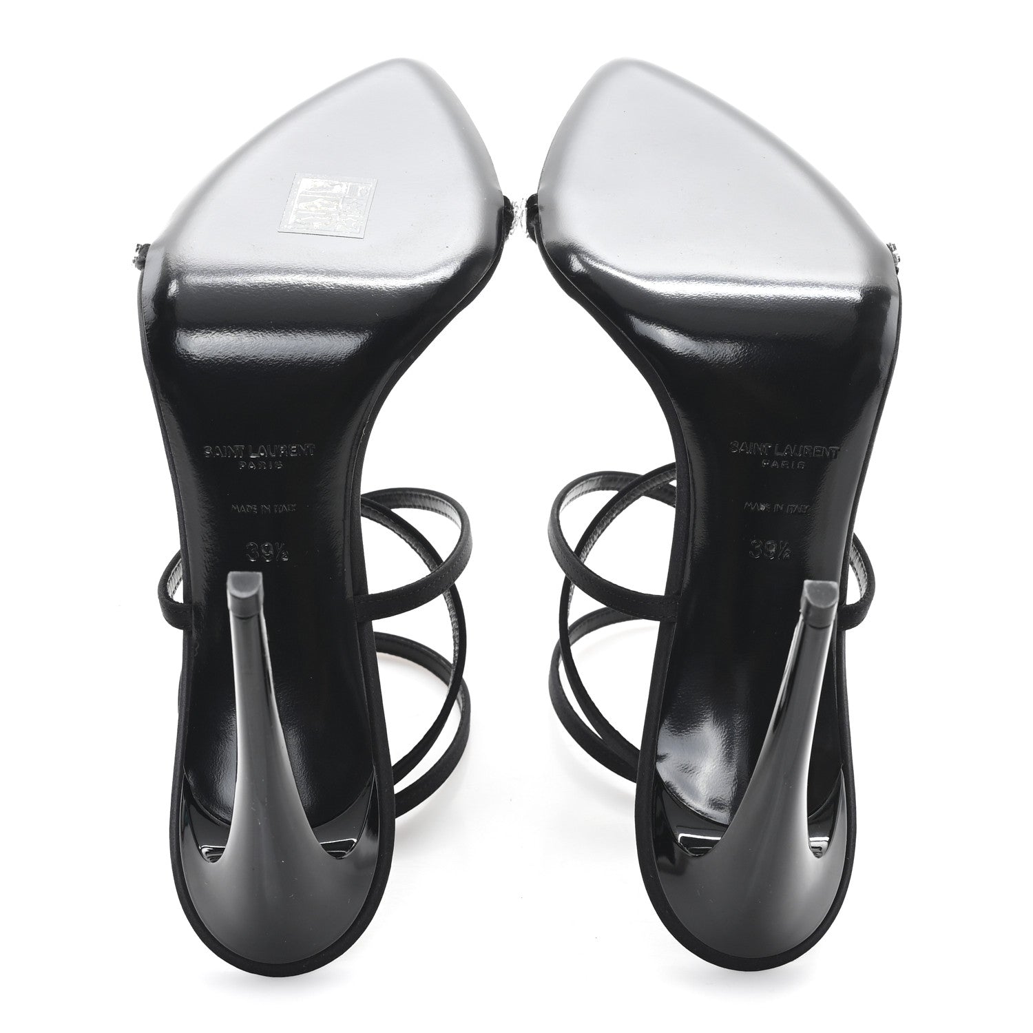 Saint Laurent Crepe Satin Strass Satine 110 Ankle Strap Sandals 39.5 Black 6 of 9