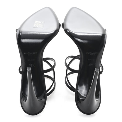 Saint Laurent Crepe Satin Strass Satine 110 Ankle Strap Sandals 39.5 Black 6 of 9
