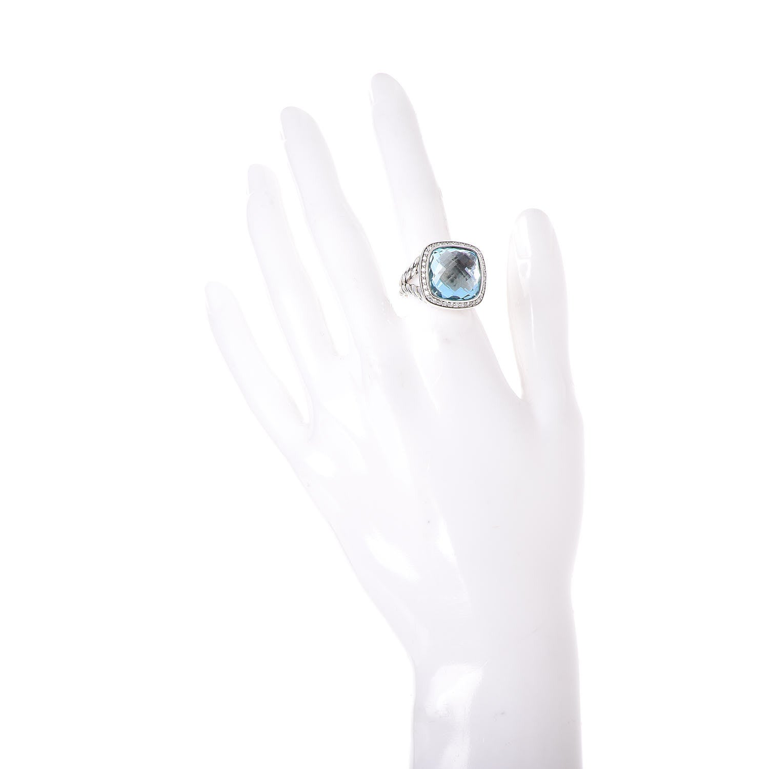 David Yurman Sterling Silver Diamond Blue Topaz 14mm Albion Ring 55 7.25 2 of 5