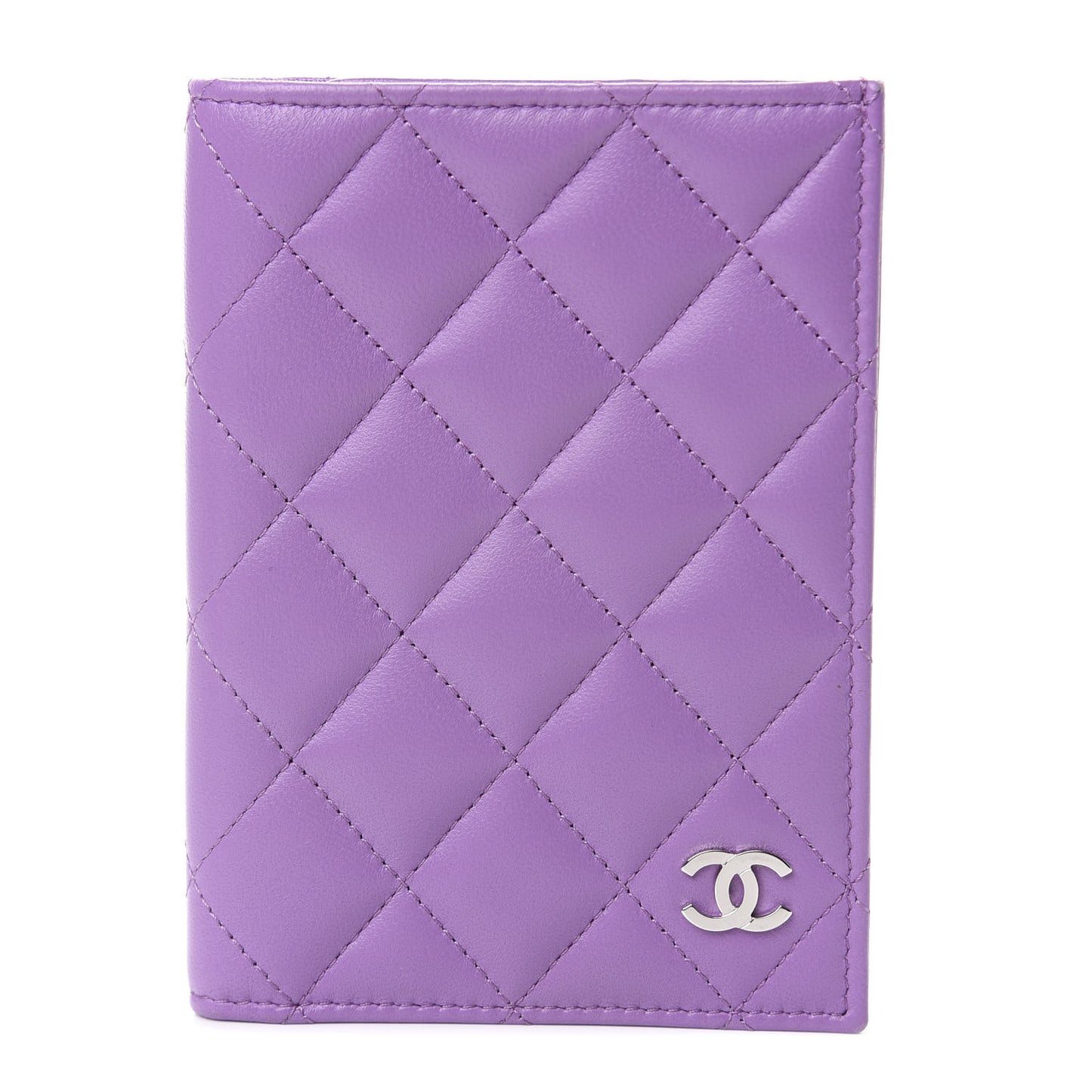 Lambskin Quilted Passport Holder Purple