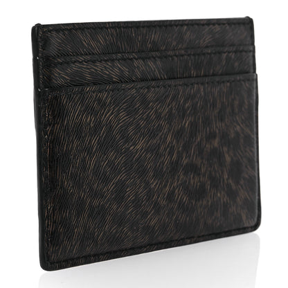Saint Laurent Calfskin Leopard Print Card Case Black Brown 3 of 9