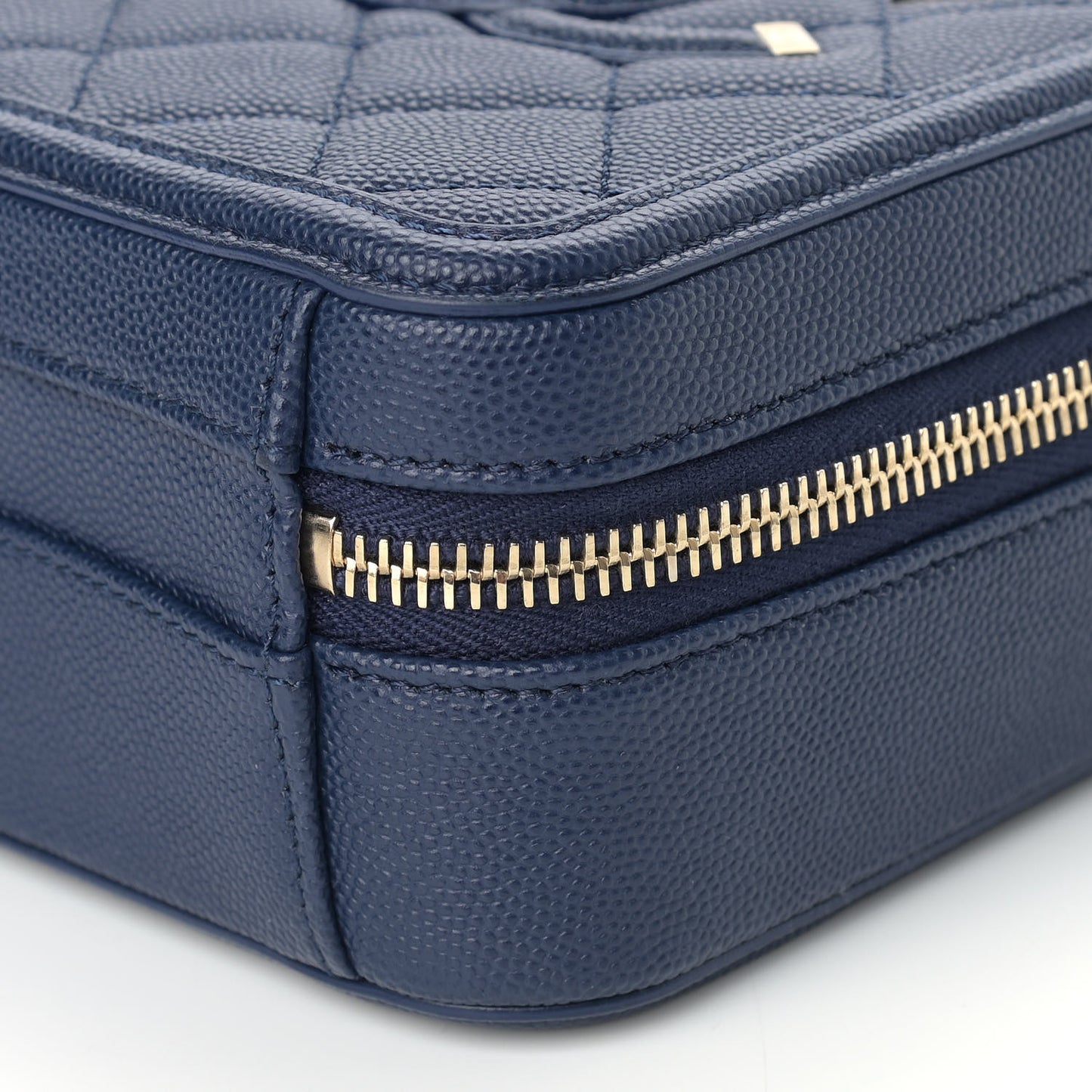Caviar Quilted CC North South Filigree Vanity Case Blue