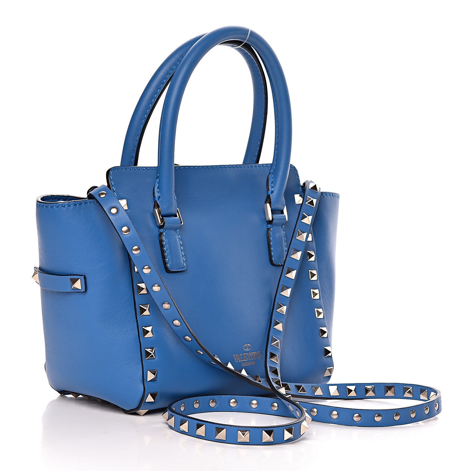 Valentino Garavani Vitello Mini Rockstud Double Handle Tote Light Sapphire 4 of 11
