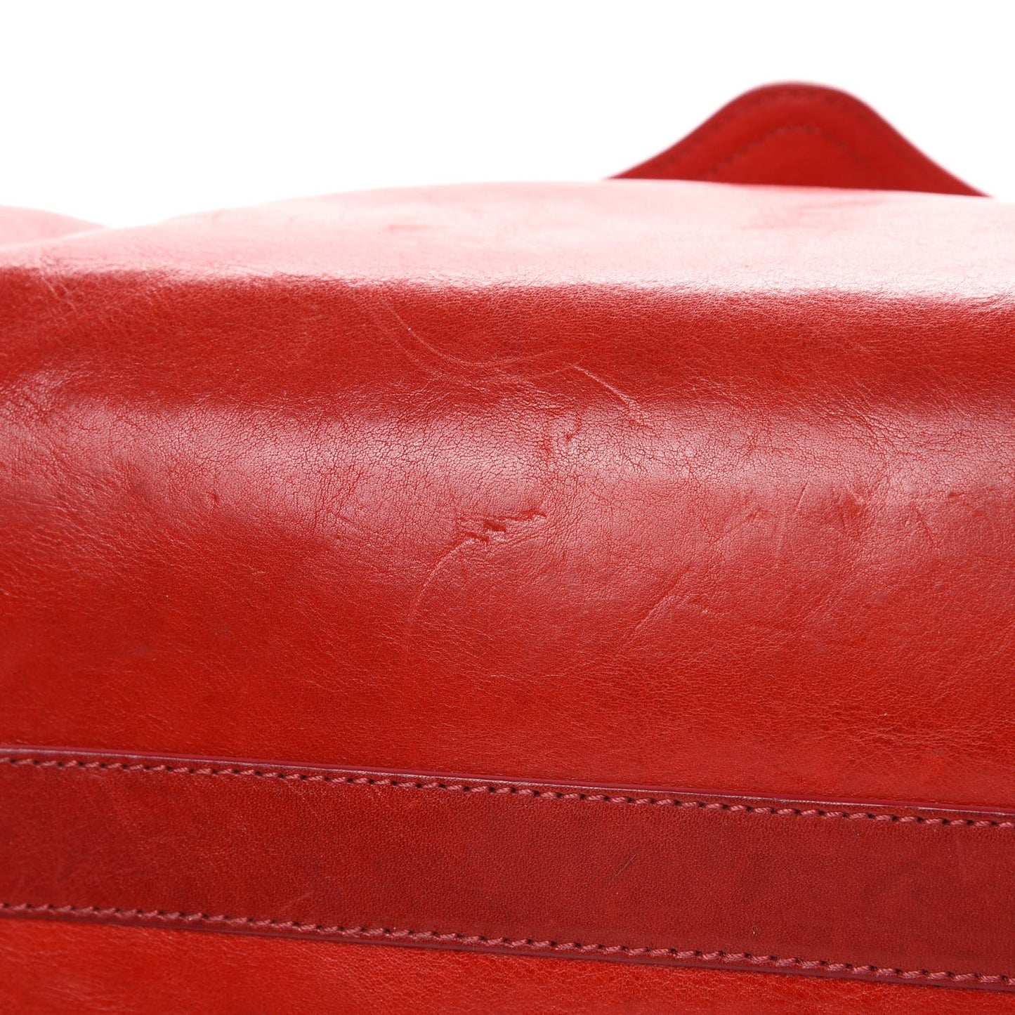 Shiny Calfskin Satchel Red
