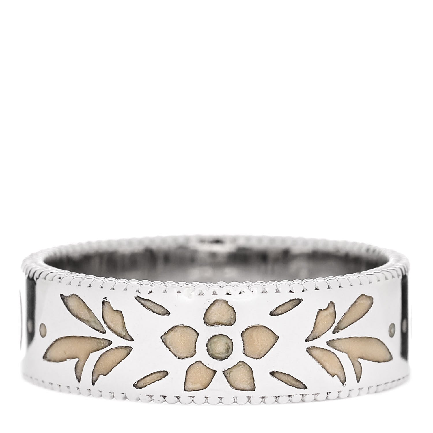 Gucci 18K White Gold Enamel 6mm Icon Blooms Ring 53 6.5 2 of 6