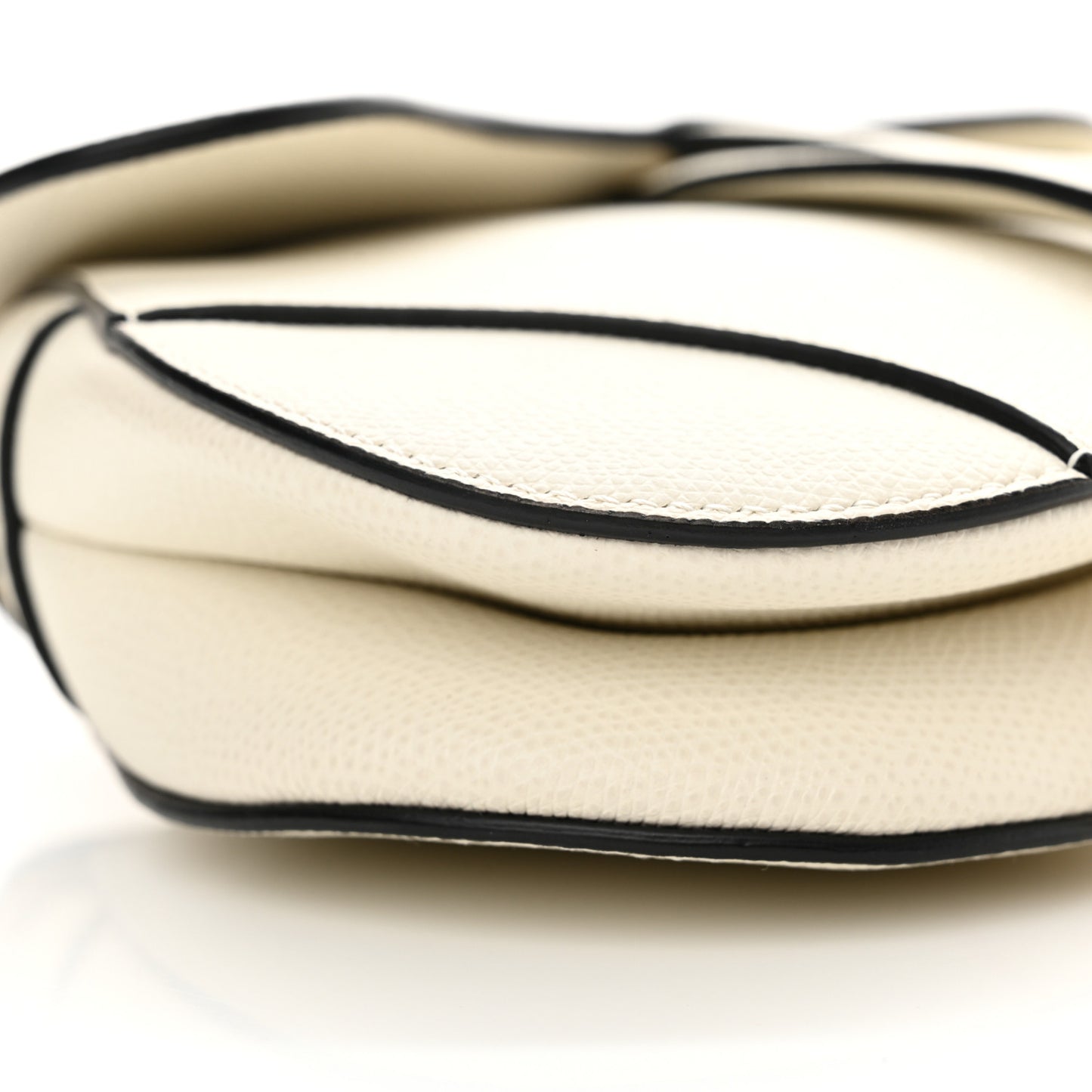 Grained Calfskin Mini Saddle Bag White