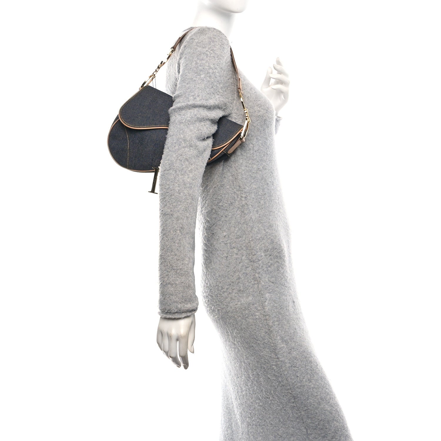 Christian Dior Denim Calfskin Saddle Bag Blue 2 of 10