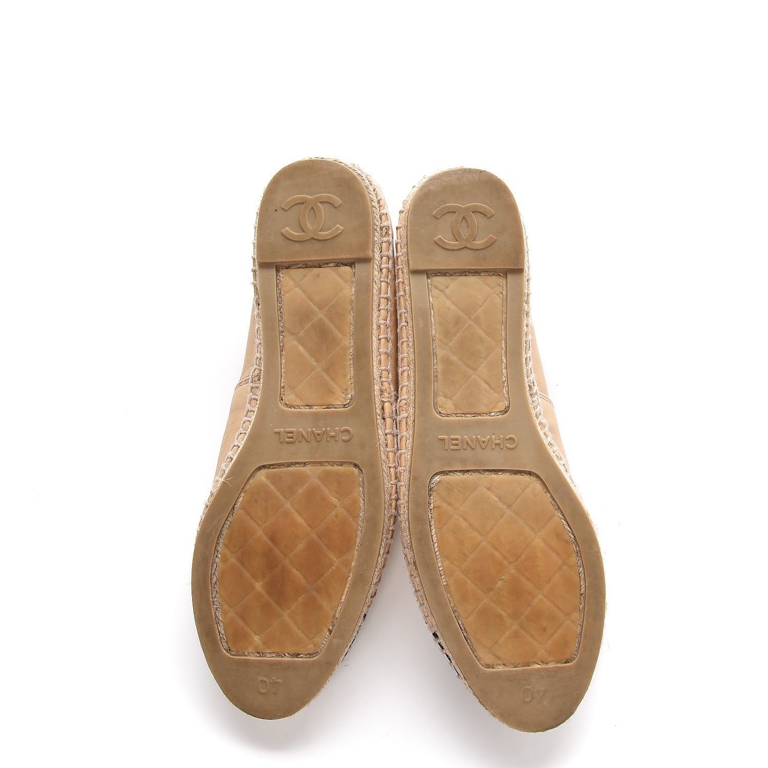 Chanel Lambskin CC Espadrilles 40 Beige Black 7 of 14