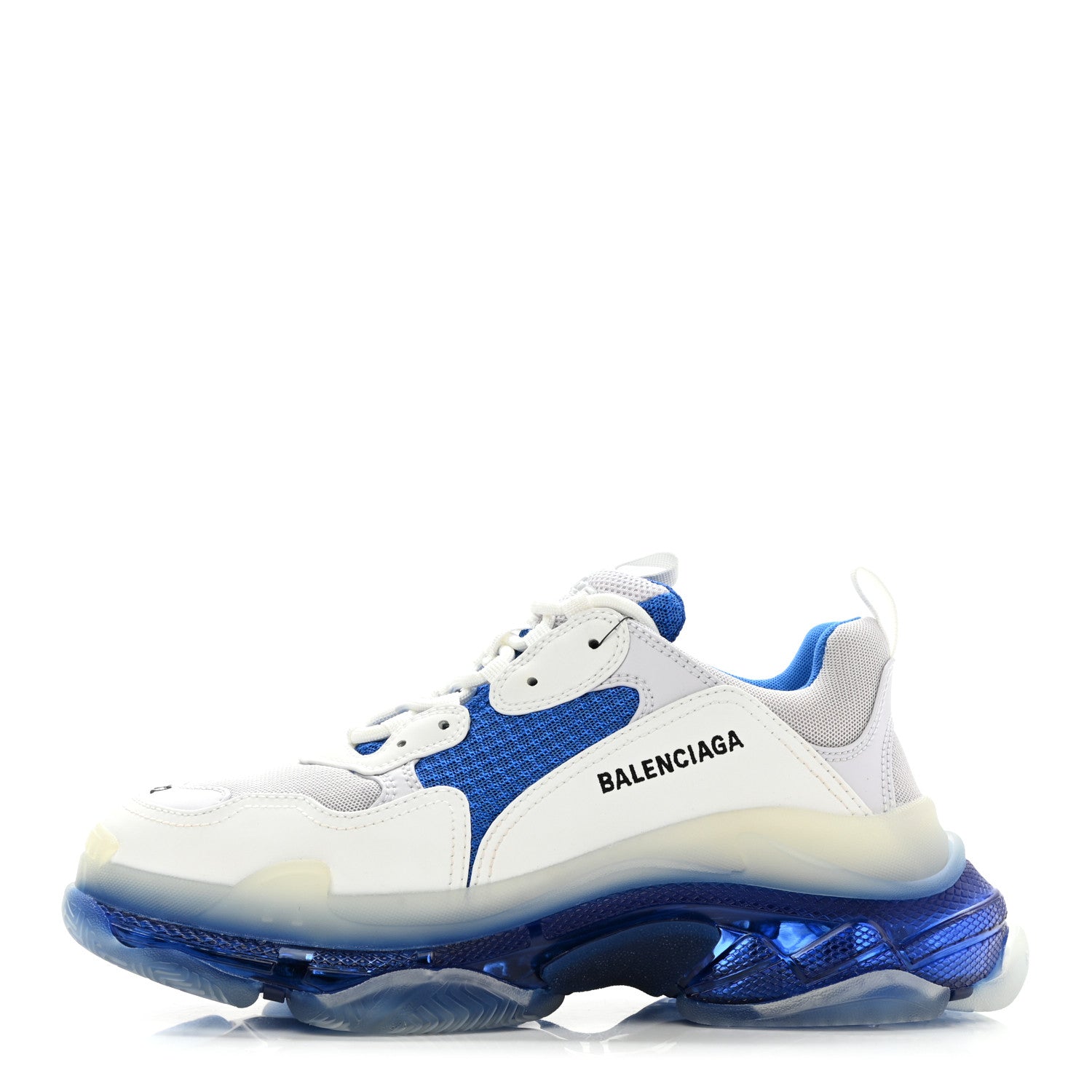 Balenciaga Fabric Mesh Clear Sole Mens Triple S Sneakers 42 White Blue Grey 1 of 11
