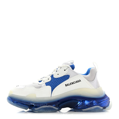 Balenciaga Fabric Mesh Clear Sole Mens Triple S Sneakers 42 White Blue Grey 1 of 11