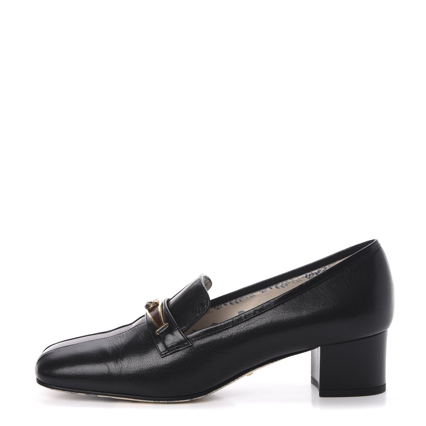 Goatskin Feline Ginger Loafer Pumps 40.5 Black Light Brown