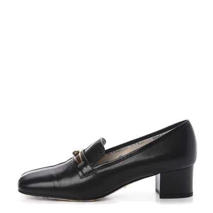 Gucci Goatskin Feline Ginger Loafer Pumps 40.5 Black Light Brown 1 of 8