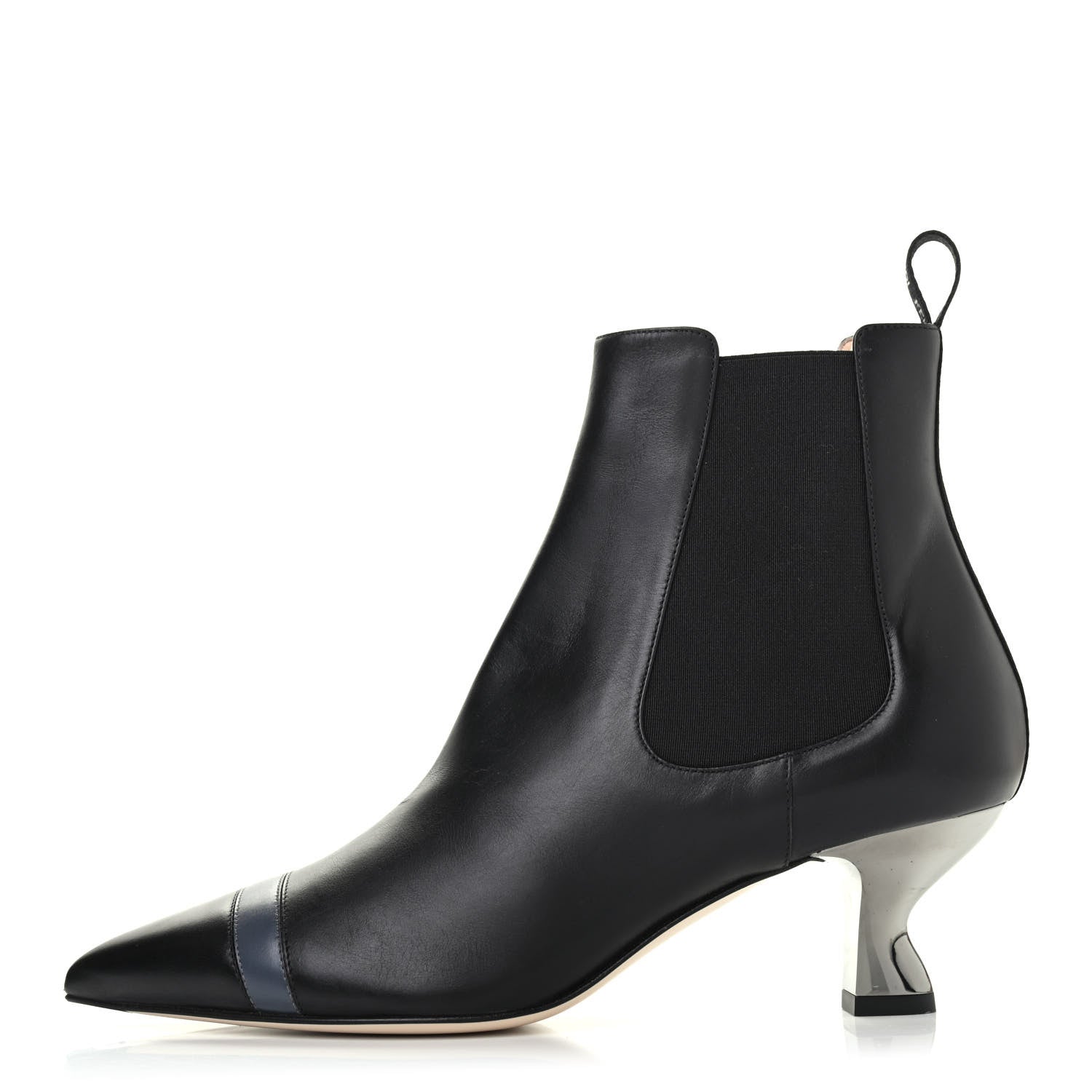 Fendi Vitello Colibri 55mm Ankle Booties 38 Black Antracite 1 of 5