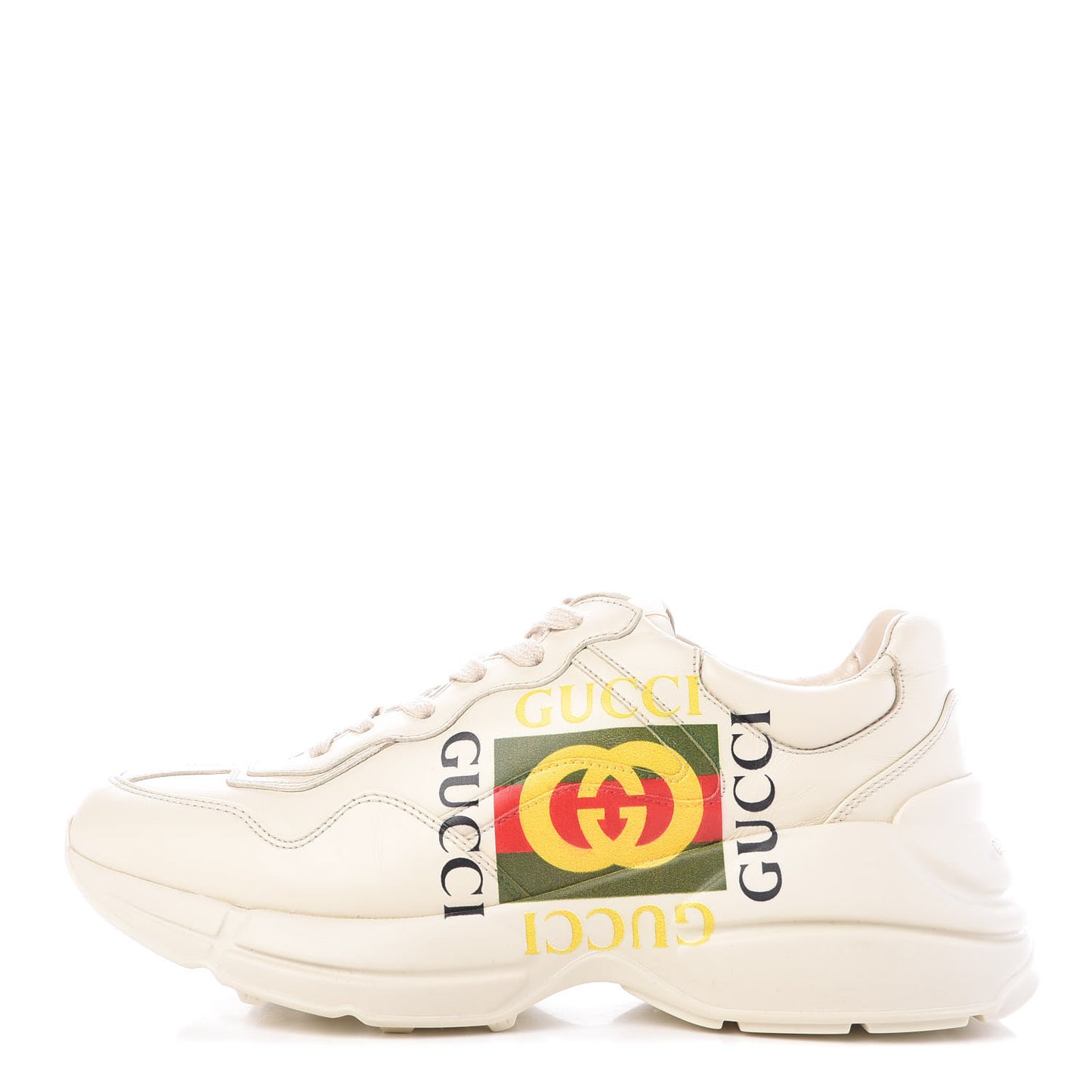 Calfskin Interlocking G Logo Mens Rhyton Sneakers 6 Ivory
