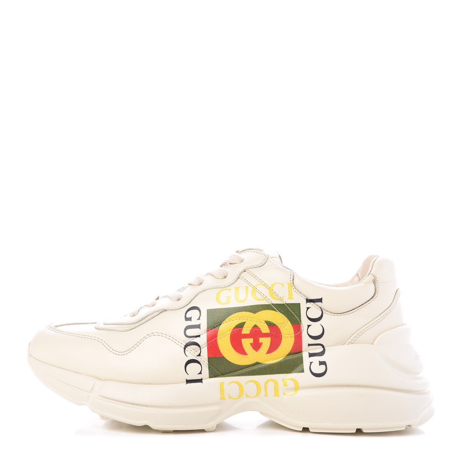 Gucci Calfskin Interlocking G Logo Mens Rhyton Sneakers 6 Ivory 1 of 10
