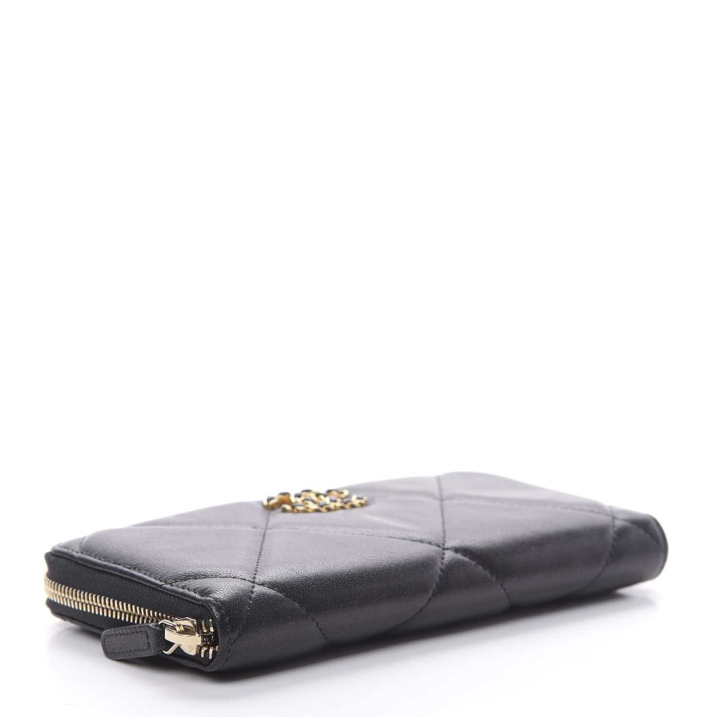 Lambskin Quilted 19 Zipped Wallet Black