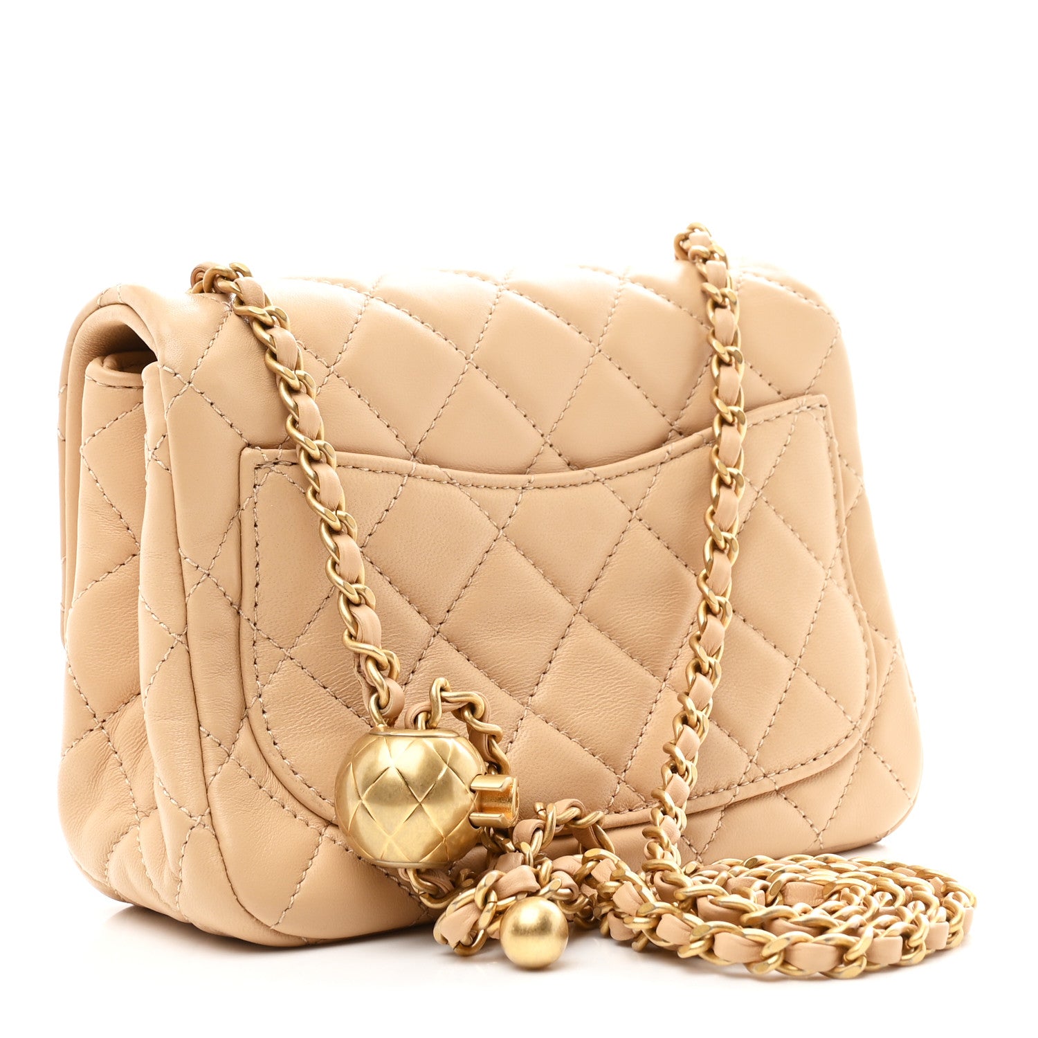Chanel Lambskin Quilted Mini Pearl Crush Flap Beige 3 of 10